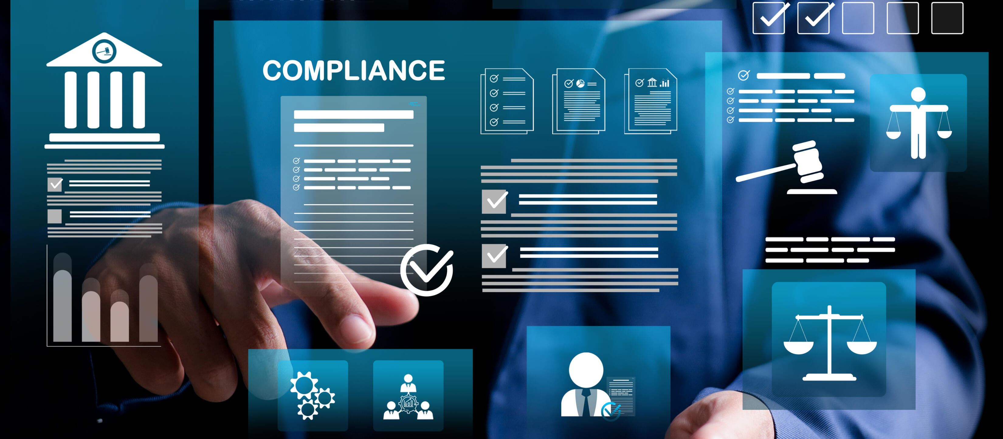 A screen showing compliance process